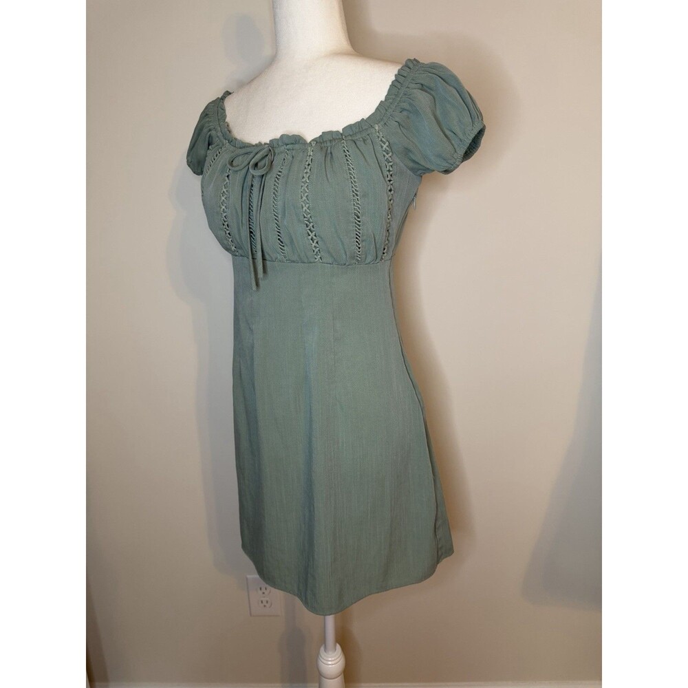 Lulus Wisteria Off Shoulder Mini Dress Sage Green Women’s Medium - Picture 3 of 8